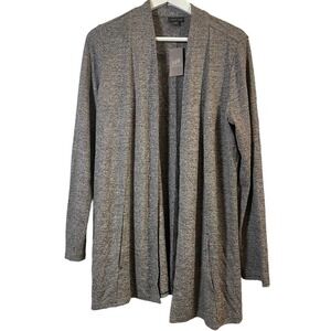 J.Jill NWT Wearever Collection Open Front Sweater Cardigan Gray Pockets Size M